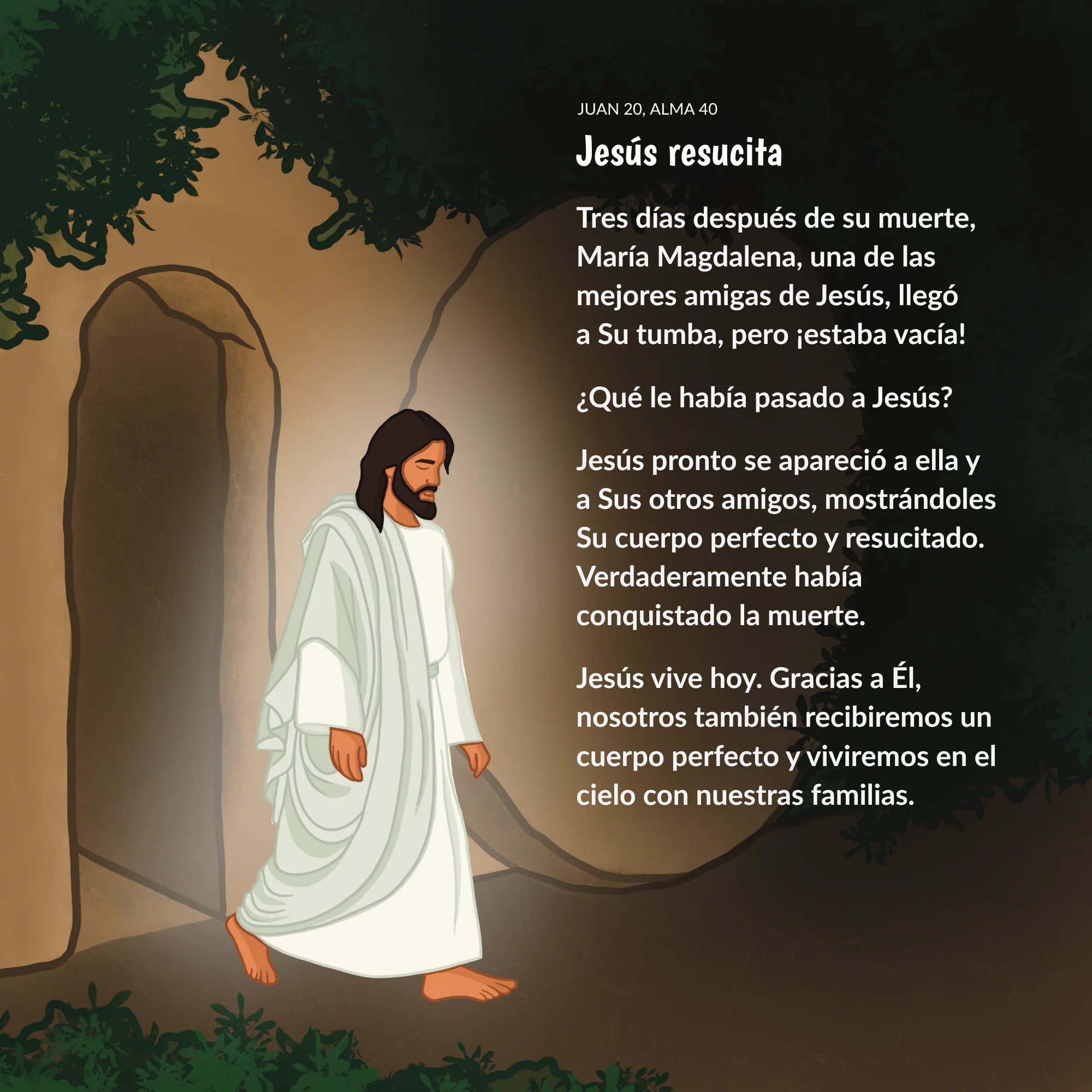Página ilustrada sobre la resurrección de Jesucristo